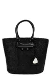 Balenciaga Large Structured Raffia Shopping Bag In Black