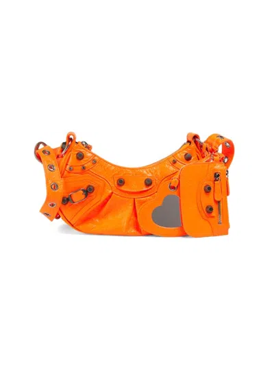 Balenciaga Women's Le Cagole Studded Leather Shoulder Bag In Orange