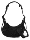 Balenciaga Women Embellished Denim Le Cagole Xs Shoulder Bag In Black