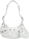 Balenciaga Extra Small Le Cagole Embellished Leather Shoulder Bag In White