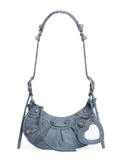 Balenciaga Women's Le Cagole Xs Shoulder Bag Denim In Blue