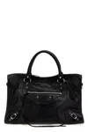 Balenciaga Leather Shoulder Bag Detachable Strap In Black