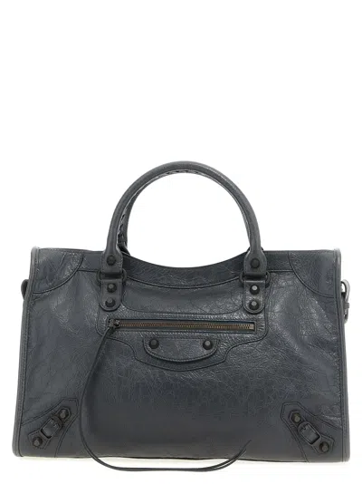 Balenciaga Le City Medium Bag In Volcanic Rock In Black