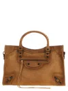 Balenciaga Camel Suede Medium Le City Handbag In Brown