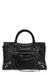 Balenciaga Le City Small Embellished Textured-leather Tote In Black