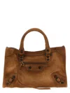 Balenciaga Women Camel Suede Medium Le City Handbag In Brown