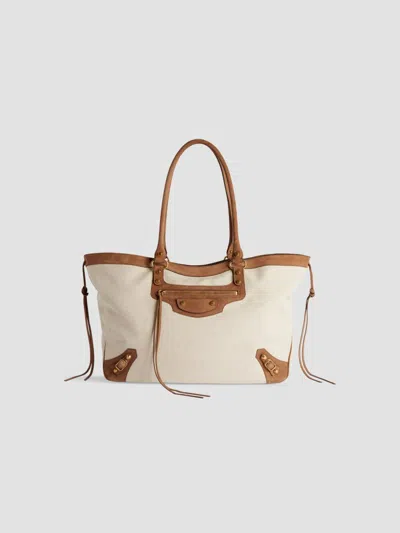 Balenciaga Women Beige Le City Medium Tote In Blue