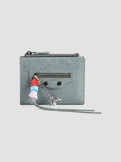 Balenciaga Le City Bifold Wallet In Arena Lambskin With Charms In Orange
