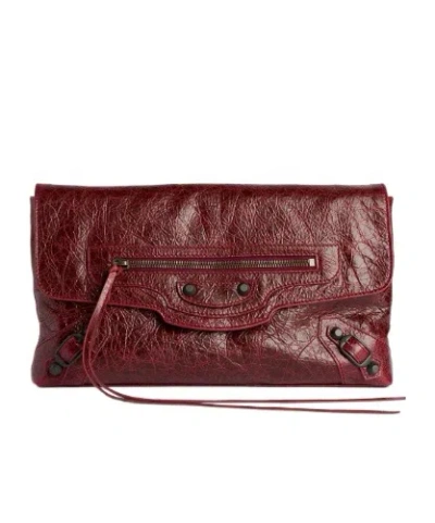 Balenciaga Women's Le City Clutch In Berry Red In Pink