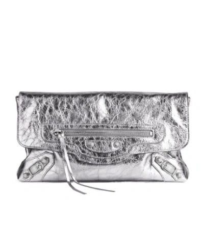 Balenciaga Women's Le City Clutch In Silver In Blue