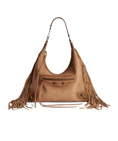 Balenciaga Women's Le City Hobo Bag Medium In Camel In Brown