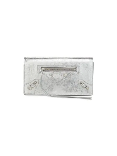 Balenciaga Women's Le City Leather Wallet In Silver