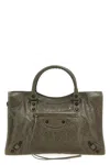 Balenciaga Buckle Strap Tote Bag With Zip Pocket In Green