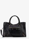 Balenciaga Medium Le City Crocodile-embossed Top-handle Tote Bag In Black
