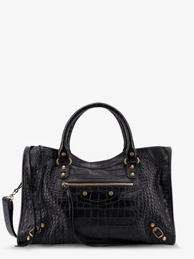 Balenciaga Women Le City Medium Leather Shoulder Bag In Black