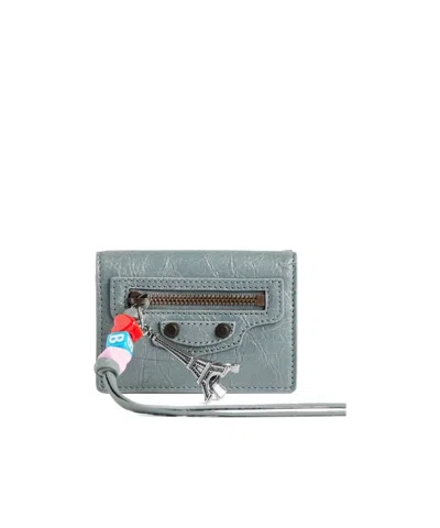 Balenciaga Women's Le City Mini Wallet In Blue Grey In Gray