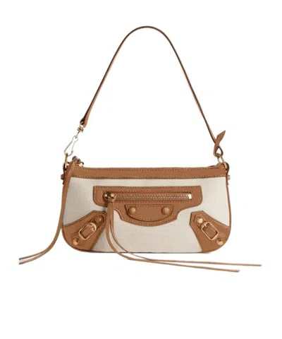 Balenciaga Women's Le City Pouch On Strap In Beige/camel In Yellow