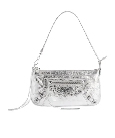 Balenciaga Women's Le City Pouch On Strap In Silver