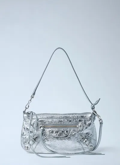 Balenciaga Women Le City Pouch Shoulder Bag In Silver