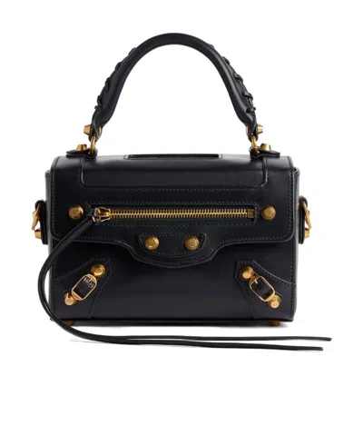 Balenciaga Le City Sleek Box Leather Satchel In Black