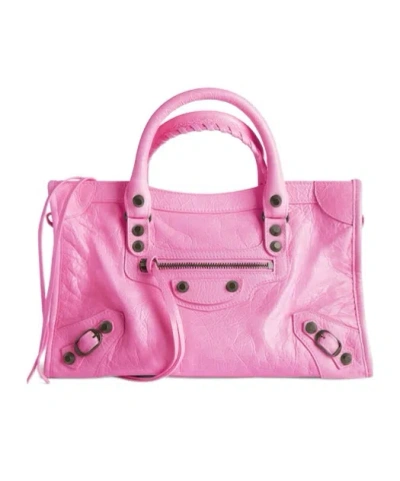 Balenciaga Small Leather Le City Top-handle Bag In Bright Pink