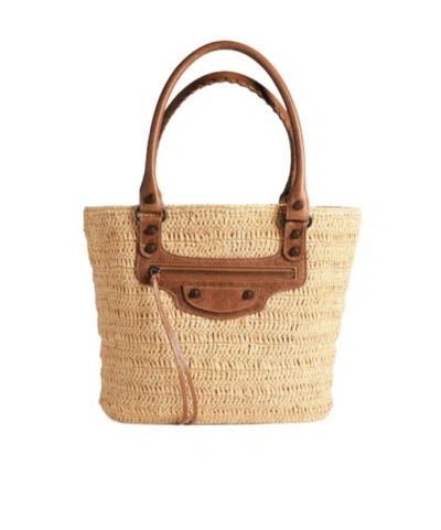 BALENCIAGA WOMEN'S LE CITY SMALL BASKET IN NATURAL/CAMEL
