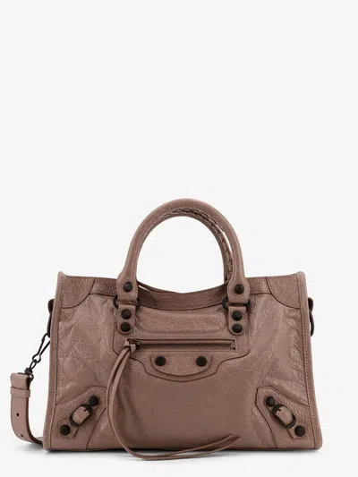 Balenciaga Women Le City Small Leather Shoulder Bag In White