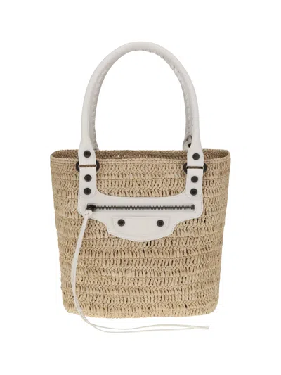 Balenciaga Women Le City Small Straw Shoulder Bag