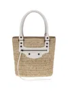 Balenciaga Women Le City Small Straw Shoulder Bag In White