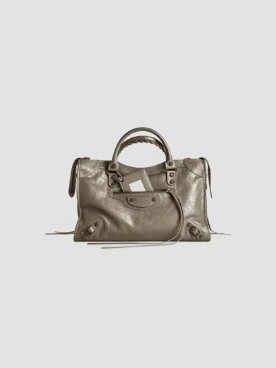 Balenciaga Small Le City Arena Leather Top Handle Bag In Green