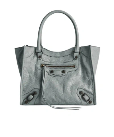 Balenciaga Women's Le City Tote Bag Mini In Blue Grey In Gray