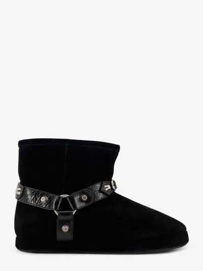BALENCIAGA BALENCIAGA WOMEN LEATHER AND WOOL ALASKA SOFT BOOTIE BOOTS
