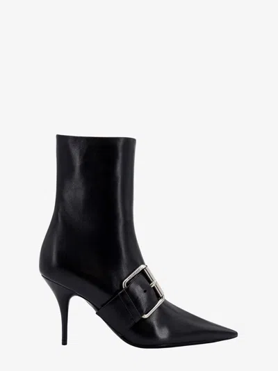 Balenciaga Women Leather Ankle Boots With Maxi Buckle In Black