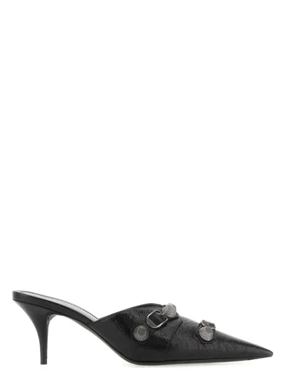 BALENCIAGA WOMEN'S LEATHER CAGOLE MULES