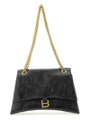 Balenciaga Black Leather Crush M Shoulder Bag In Black