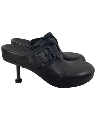 Balenciaga Women's Leather Mallorca Sabot Mules (authentic Pre-loved) In Black
