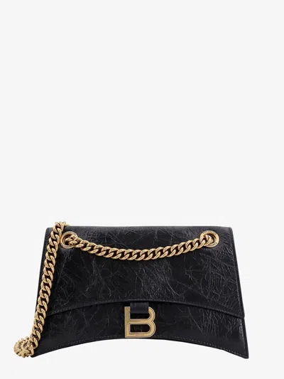 Balenciaga Women Leather Shoulder Bag With Frontal Monogram