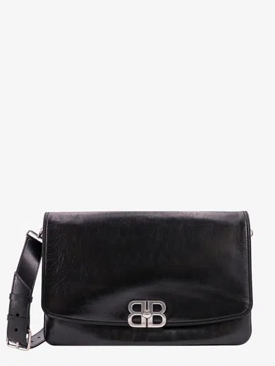Balenciaga Women Leather Shoulder Bag With Metal Monogram