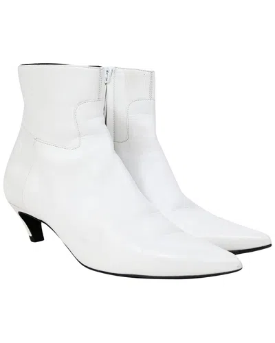 Balenciaga Women's Leather Slanted-heel Bootie (authentic Pre-loved) In White