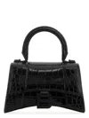 Balenciaga Hourglass Xs Croc-effect Leather Tote In Black