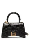 Balenciaga Borsa Hourglass Small Con Lavorazione Coccodrillo Da Donna In Nero