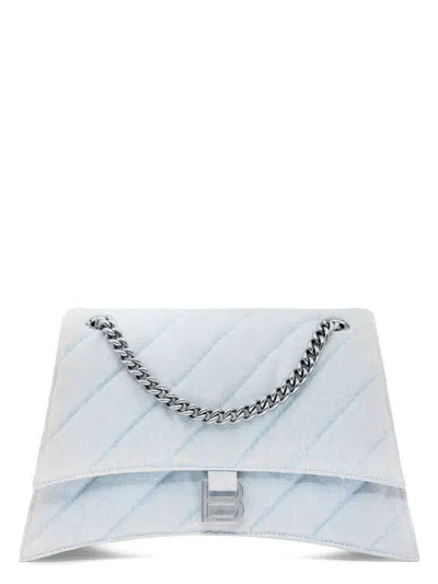Balenciaga Women's Light-blue Denim Crush M Shoulder Bag