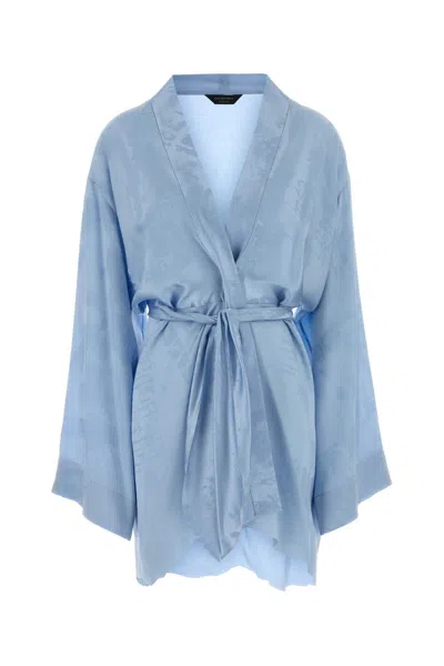 Balenciaga Women Light-blue Silk Mini Dress