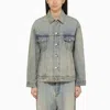 Balenciaga Light Blue Washed-effect Denim Jacket In Blue
