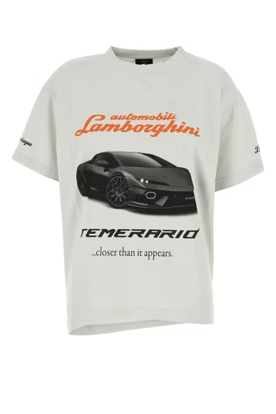 Balenciaga Women Light Grey Cotton  X Automobili Lamborghini Oversize T-shirt In Gray