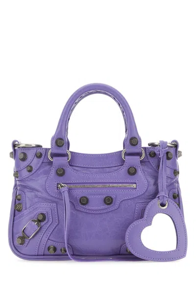 Balenciaga Women Light Purple Nappa Leather Neo Cagole S Handbag
