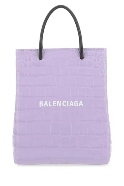 Balenciaga Mini Shopping Leather Tote Bag In Purple