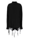 Balenciaga Lingerie Black Sirt With Button-down Collar And Lingerie Detail On The Hem In Tech Fabric Woman In Black
