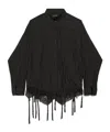 Balenciaga Lingerie Black Sirt With Button-down Collar And Lingerie Detail On The Hem In Tech Fabric Woman In Black