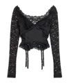 Balenciaga Cropped Jersey And Tulle-trimmed Lace Top In Black